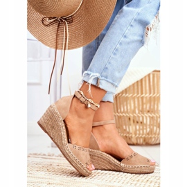 EVE Kvinnors sandaler på kil Espadrilles Beige Skytten 2
