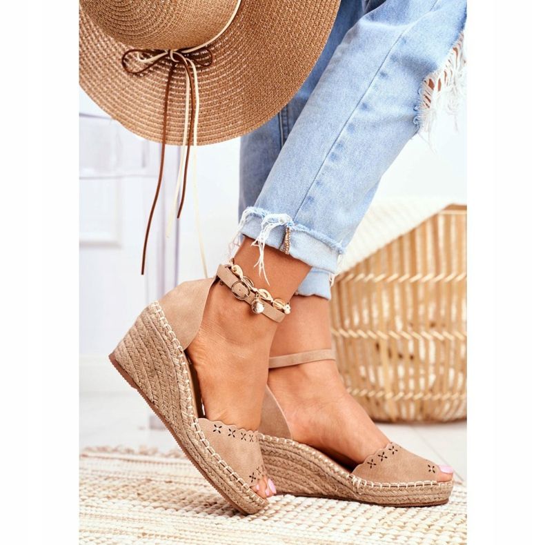 EVE Kvinnors sandaler på kil Espadrilles Beige Skytten 2