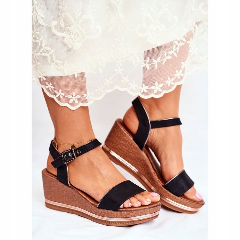 EVE Kvinnors sandaler på kil Black Monroe svart 2