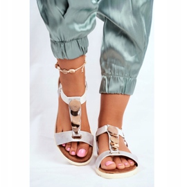 EVE Sandaler med platta silver för kvinnor med Milton -dekorationer grå 2