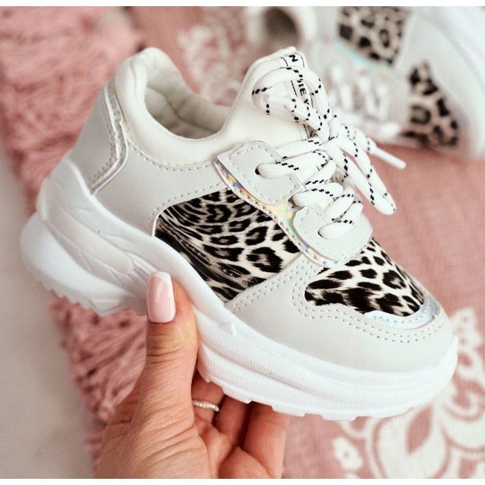 FRROCK Vita Penny Leopard Print -sportskor för barn grå 2