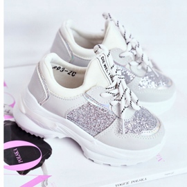 FRROCK Barnsportskor med Brocade Silver Matylda vit grå 1