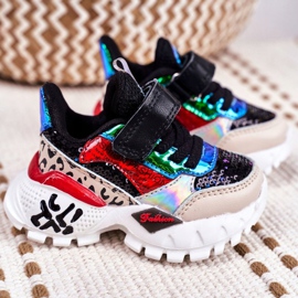 FRROCK Sportbarnskor med kardborrband Svart Var lycklig mångfärgad 2