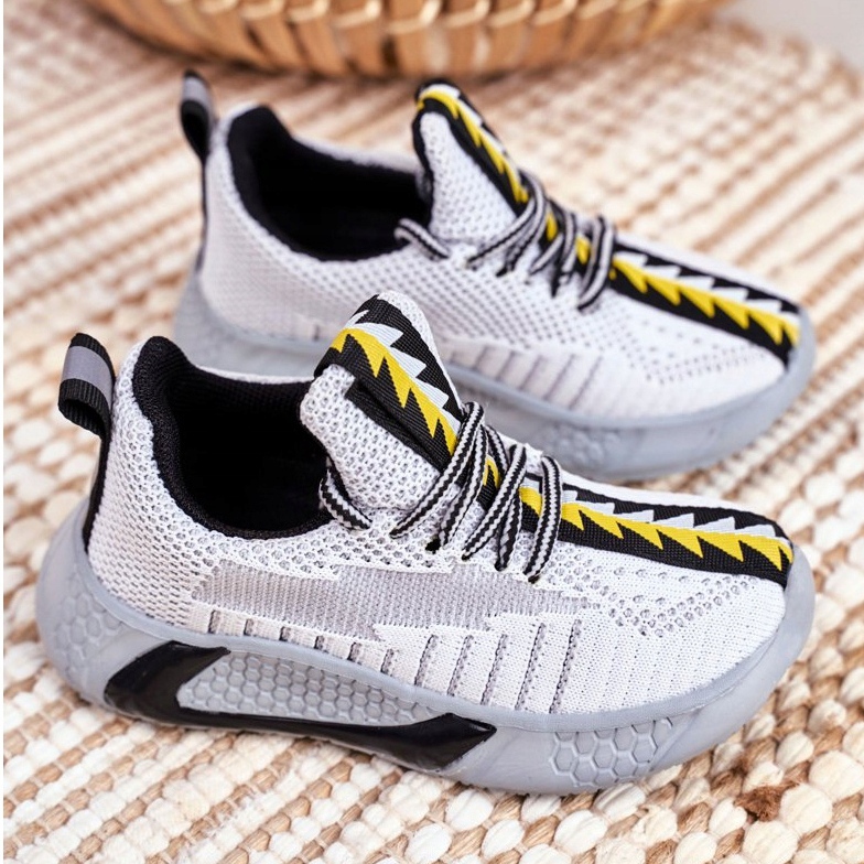 FRROCK Sportskor Barn grå och vit söm 2