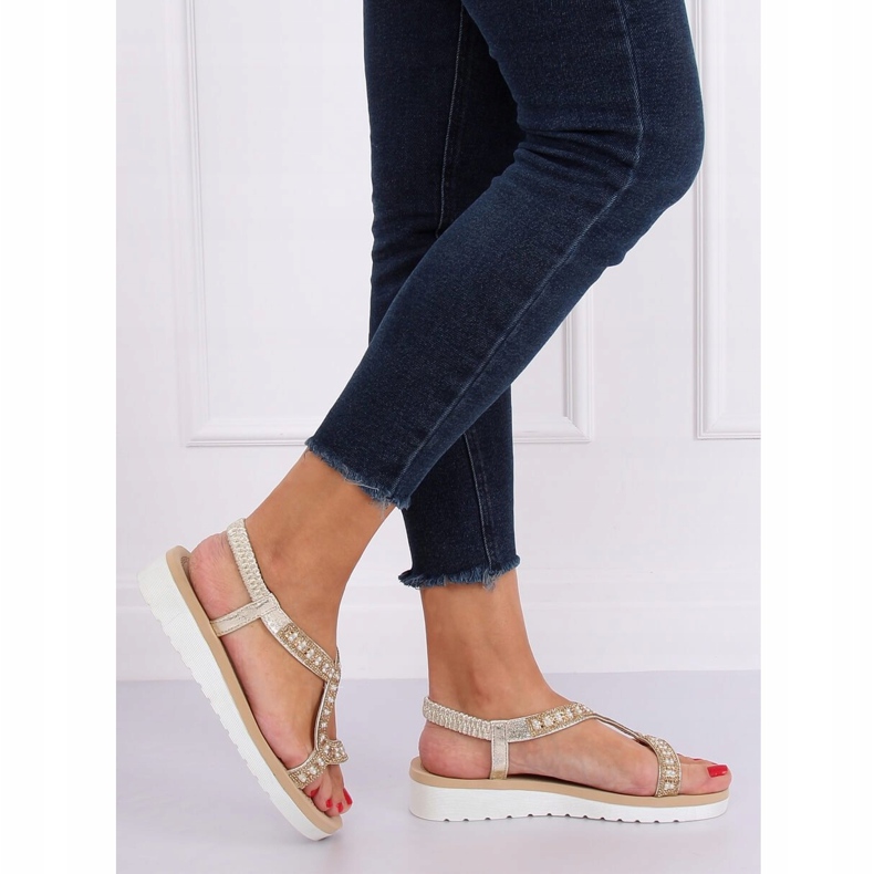 Kvinnors guldsandaler HD-129 Guld gyllene 2