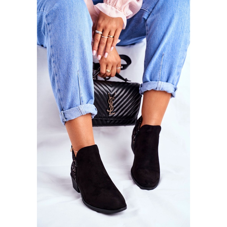 Kvinnors stövlar på platt klack vår svart Elizabeth 1