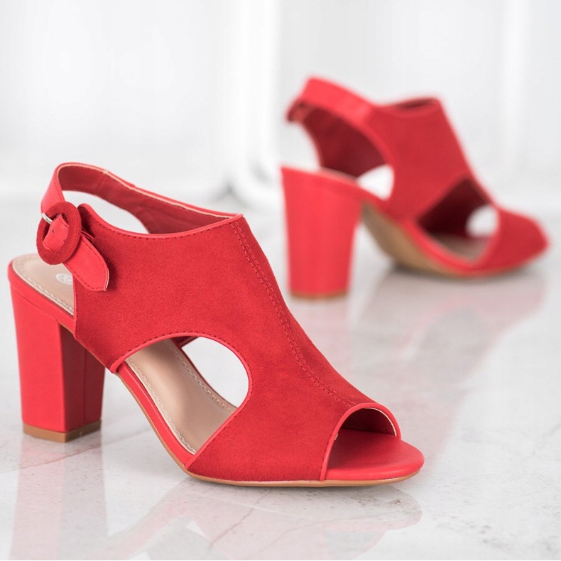 Weide Byggda sandaler med mocka röd 1