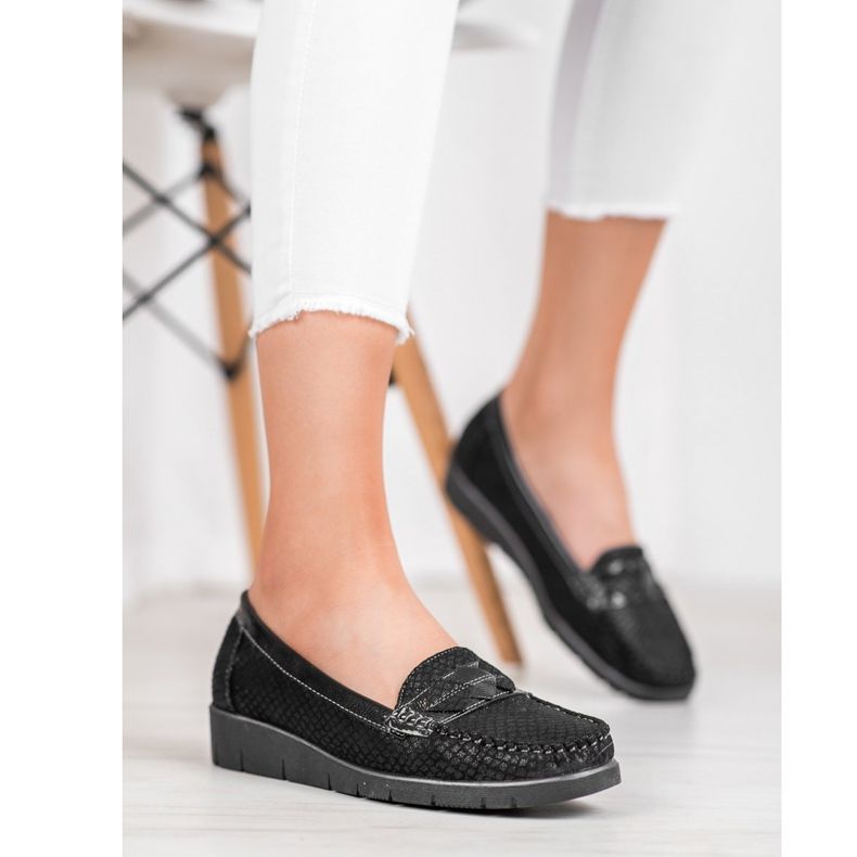 SHELOVET Textil loafers svart 1