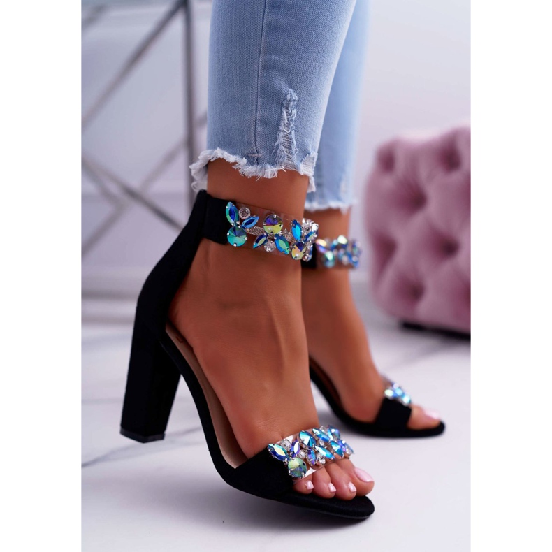Lu Boo Black Sandals Rhinestones Mocka Lambada svart 1