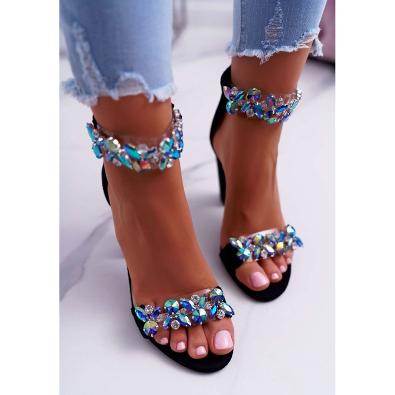 Lu Boo Black Sandals Rhinestones Mocka Lambada svart 2