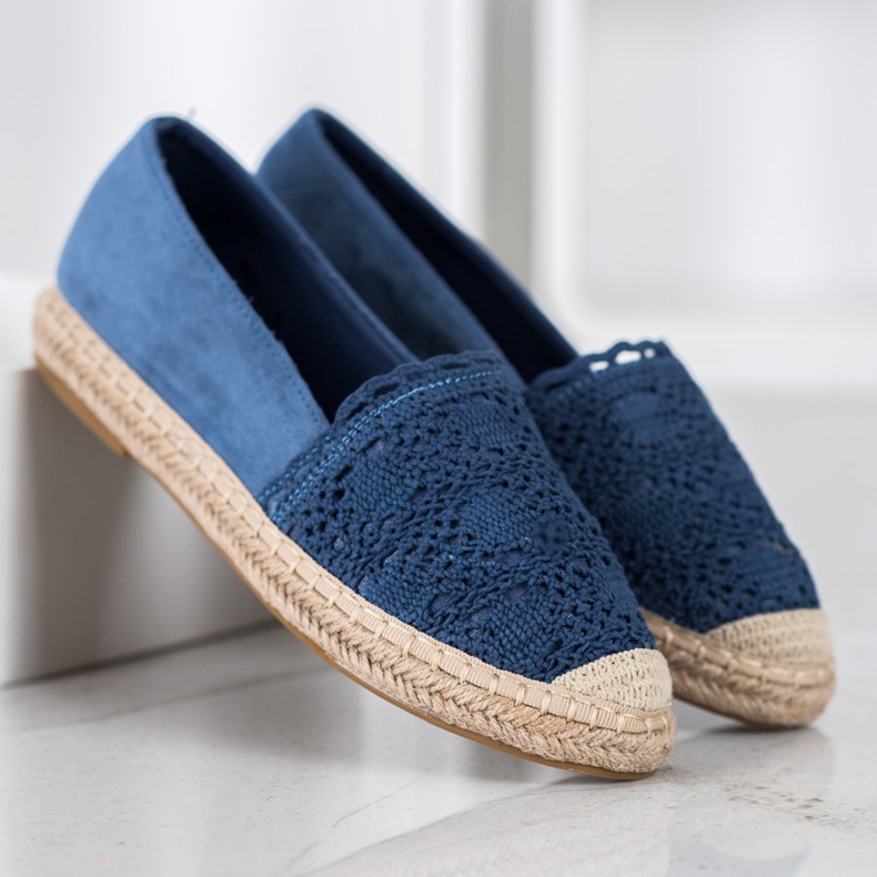 Small Swan Mocka Espadrilles med spets blå 2