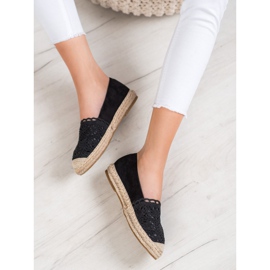 Small Swan Mocka Espadrilles med spets svart 2