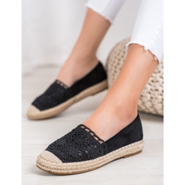 Small Swan Mocka Espadrilles med spets svart 1