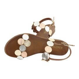 M.Daszyński Sandaler gyllene hjul Daszyński MR1958-1 brun silver- 4
