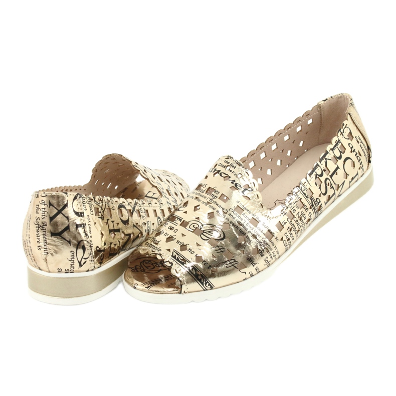 M.Daszyński Kvinnors gyllene ballerinor Daszyński SA135-1 svart gul 4