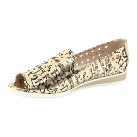 M.Daszyński Kvinnors gyllene ballerinor Daszyński SA135-1 svart gul 2