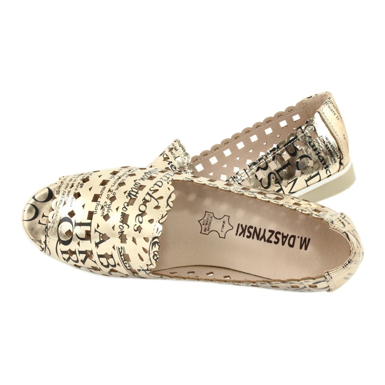 M.Daszyński Kvinnors gyllene ballerinor Daszyński SA135-1 svart gul 5