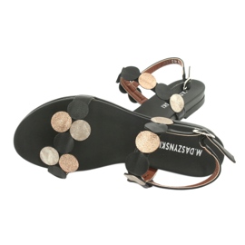 M.Daszyński Svarta sandaler med gyllene ringar Daszyński MR1958-1 gul 4