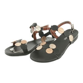 M.Daszyński Svarta sandaler med gyllene ringar Daszyński MR1958-1 gul 3