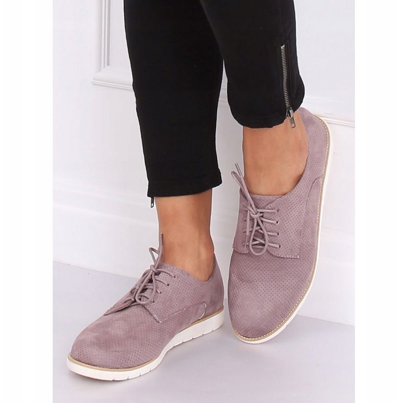 Violett snörade dam loafers T297 Lila 2