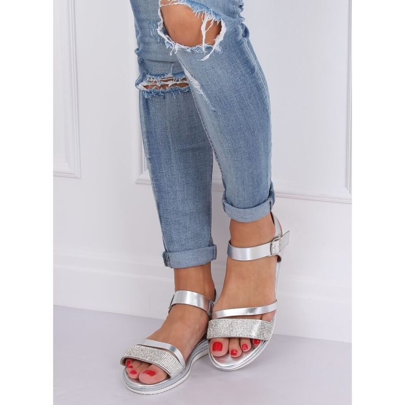 Silver damsandaler D-118 Silver grå 1