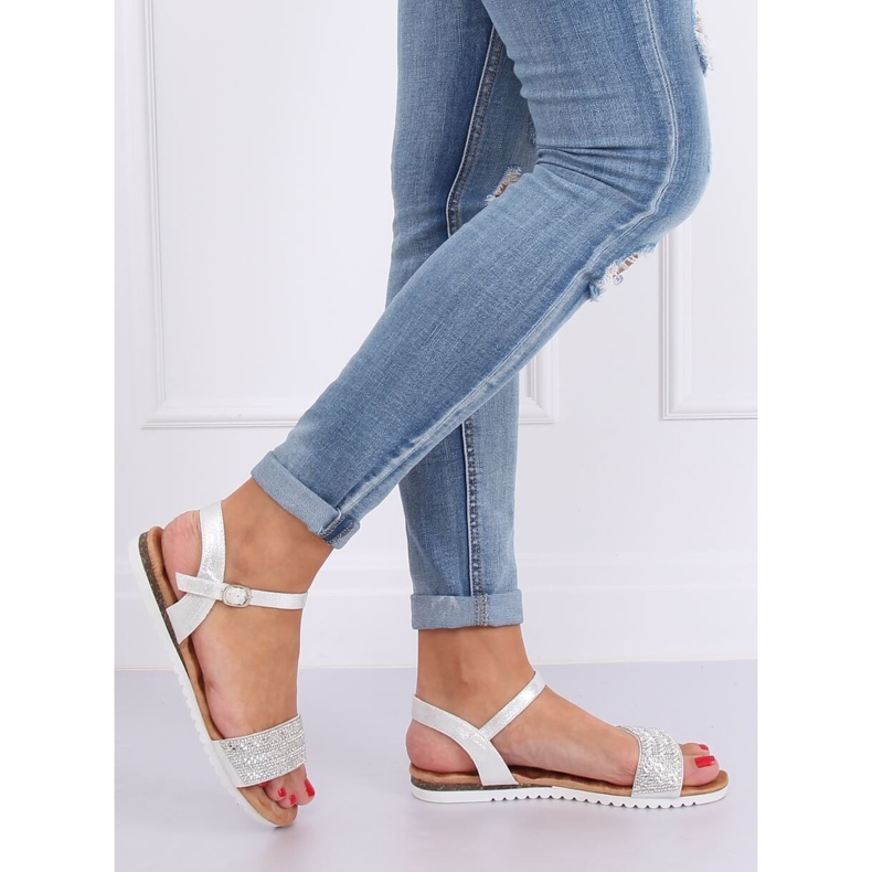 Silver damsandaler HT-69 Silver grå 2