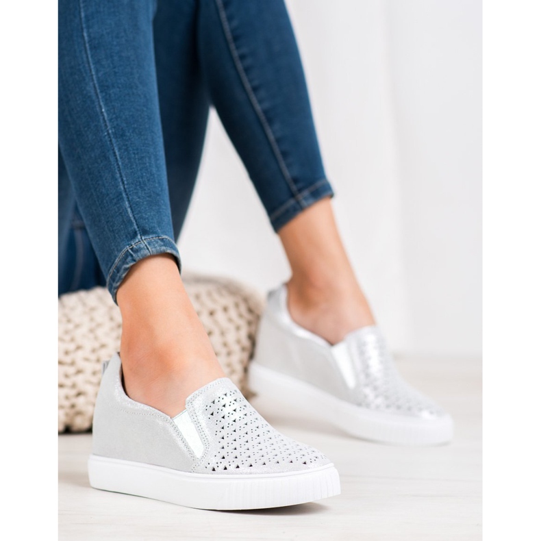 Filippo Läder Slipons på kilen grå 1