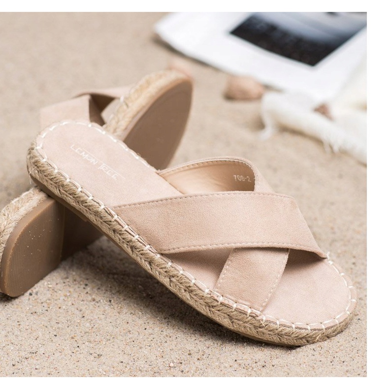 SHELOVET Bekväma mocka tofflor beige 1