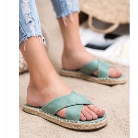 SHELOVET Bekväma mocka tofflor grön 1