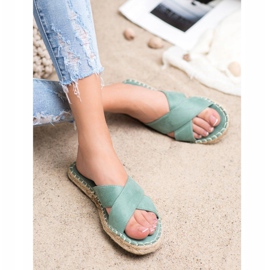 SHELOVET Bekväma mocka tofflor grön 2