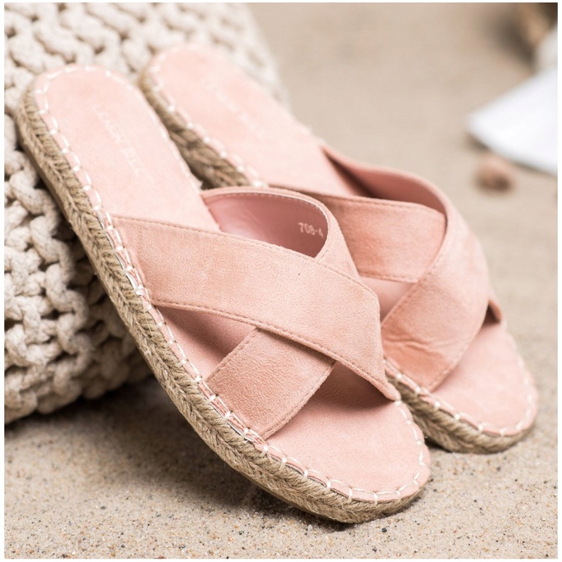 SHELOVET Bekväma mocka tofflor rosa 2