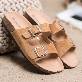 VINCEZA Tofflor Med Spänne brun 1