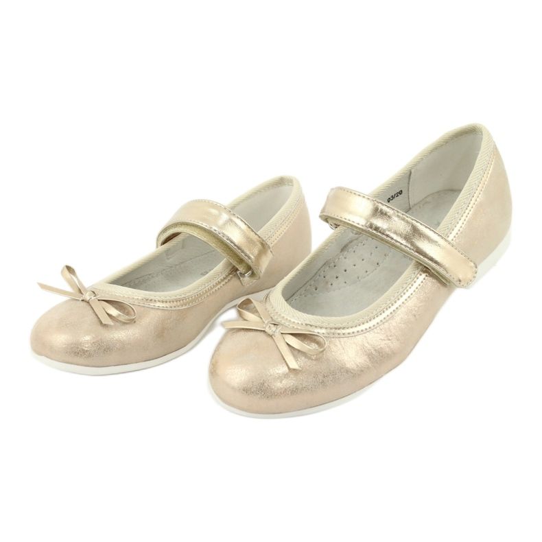 American Club GC02 gyllene ballerinor med rosett beige 3