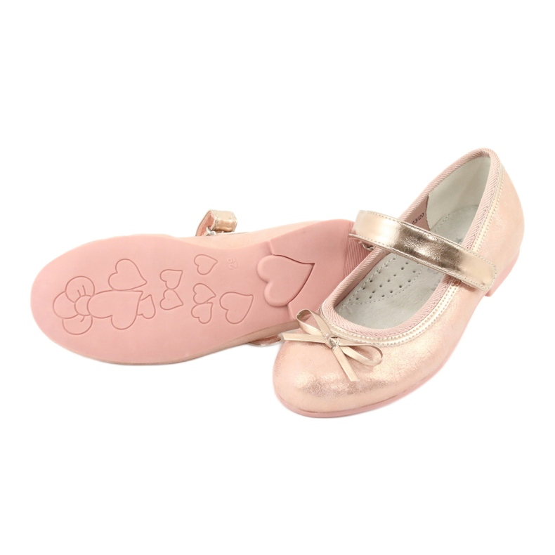 Golden Rose Ballerinas med American Club GC02 rosett rosa gyllene 4