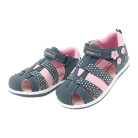 American Club DR16 / 20 flickas sandaler vit marinblå rosa 3