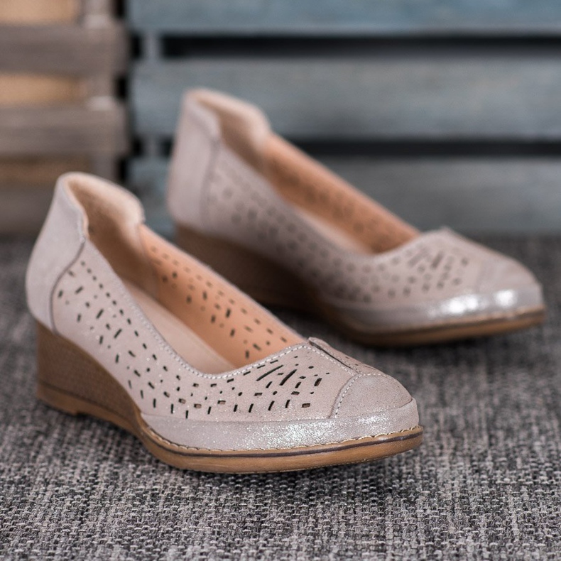 Filippo Läderpumps med glitter brun gul 1