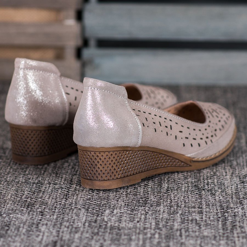 Filippo Läderpumps med glitter brun gul 2