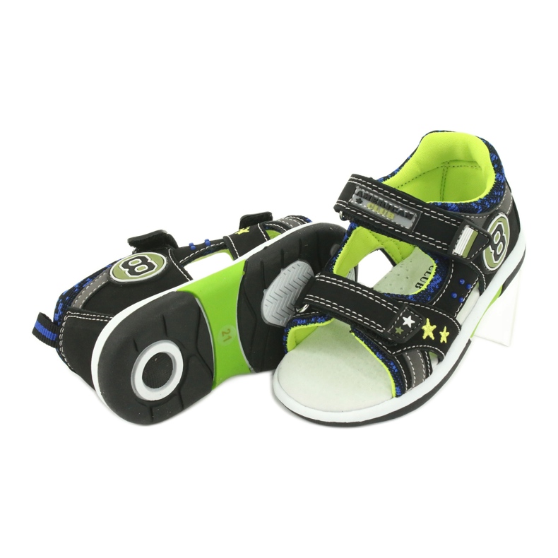 American Club Sandaler läderinsats dekorerade med åtta och stjärnor DR14/20 svart och grönt 4