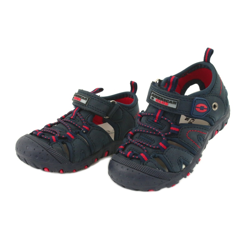 American Club Pojkar sandaler läderinsats dr08/20 marinblå kardborrband 1