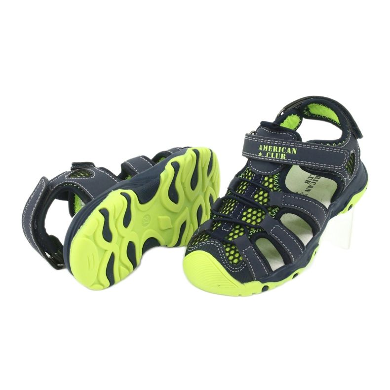 Sandaler i läder American Club XD06 / 20 marinblå grön 3