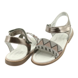 American Club Girls 'Sandals Leather Silver Metallic Insert med paljetter GC07/20 3