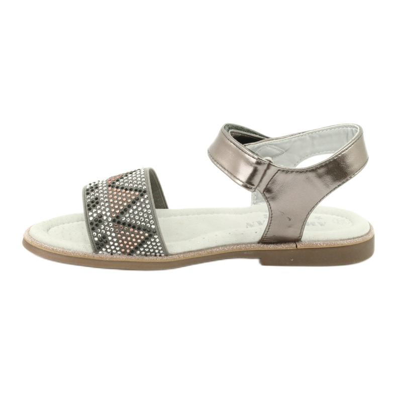 American Club Girls 'Sandals Leather Silver Metallic Insert med paljetter GC07/20 silver- 1