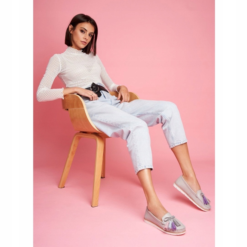 EVE Dam Loafers Läder Grå Bebbo 1