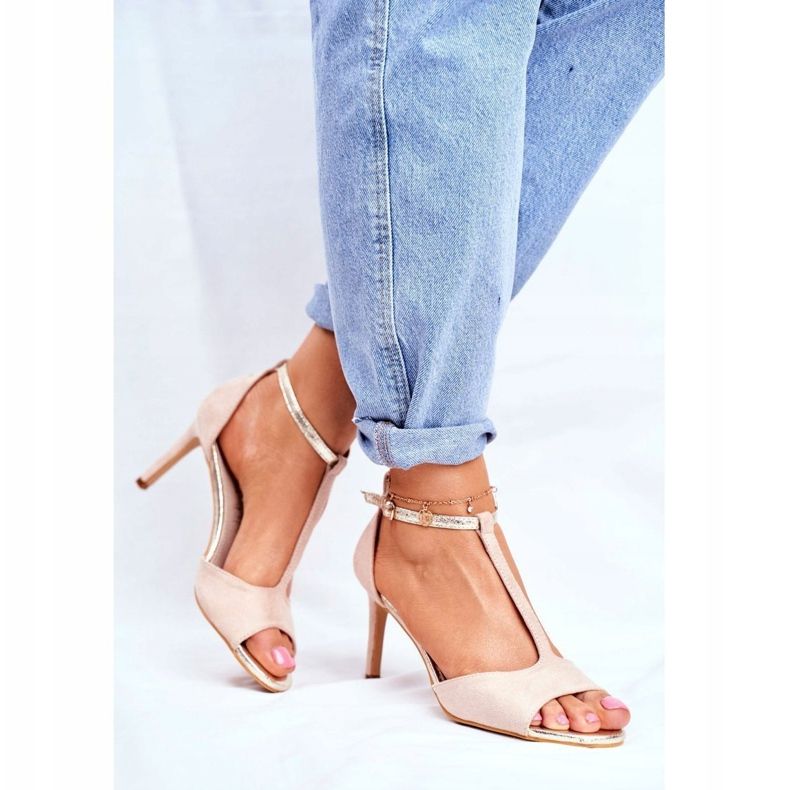 S.Barski Kvinnors sandaler på hög klack Beige 280-58 Move On Me 1