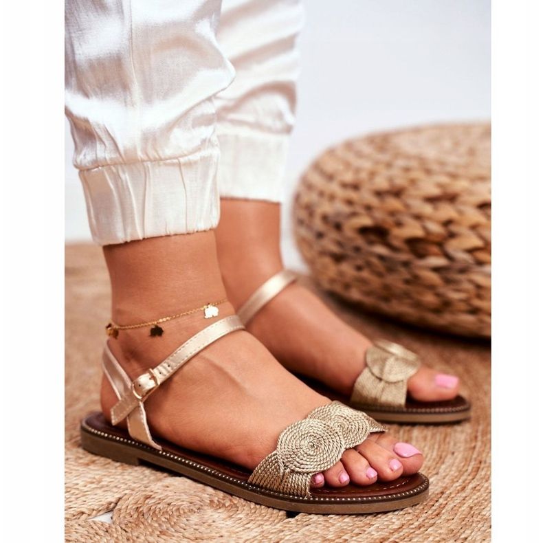 S.Barski Kvinnors sandaler Flat Gold Barski Humanity gyllene 1