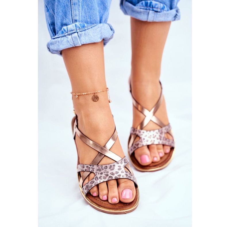 S.Barski Flat Sandaler för kvinnor Champagne Barski Lomba rosa gul 2