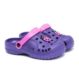 Flameshoes Barnens lila Kroks Home -tofflor med nyckelpiga purpur 1