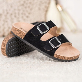 VINCEZA Tofflor Med Spänne svart 1