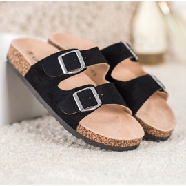 VINCEZA Tofflor Med Spänne svart 2