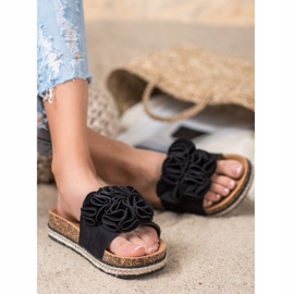 Bekväma tofflor med blommor VINCEZA svart 1